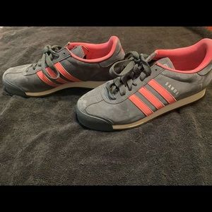 Pink and grey Adidas samoa